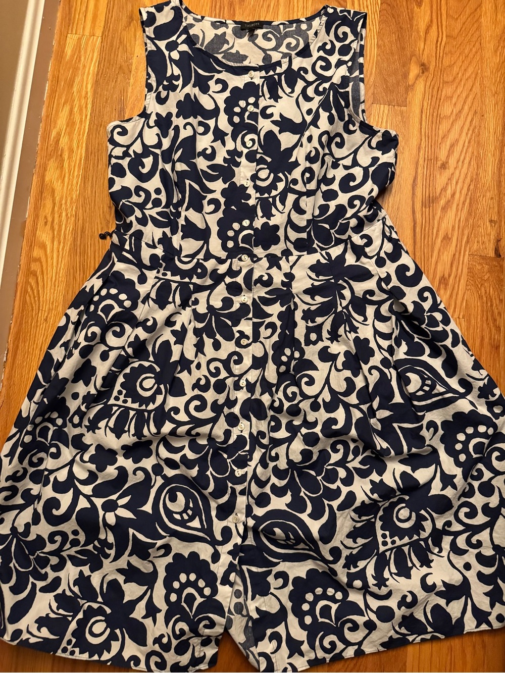 Navy and White Floral Sleeveless Dress